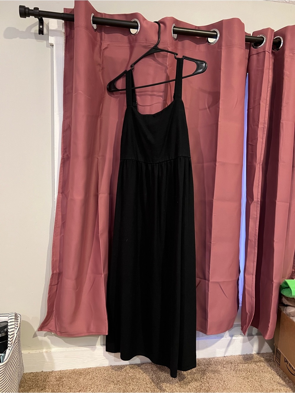Sonoma Black Midi Dress with Spaghetti Straps